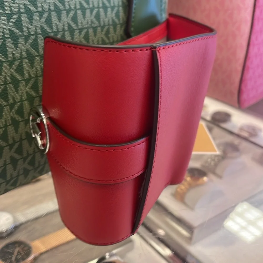 MICHAEL KORS Carmen Medium Faux Leather Wallet Bright Red NWT